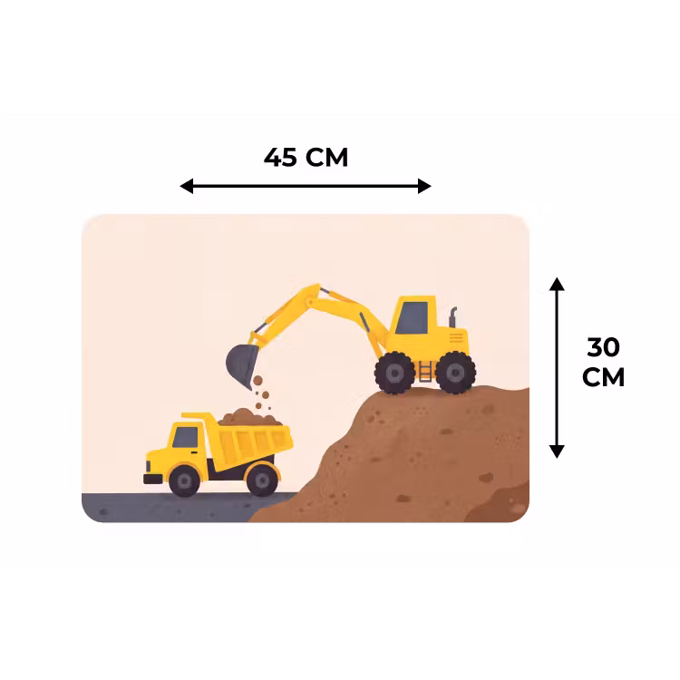 Placemat - 6 stuks - Graafmachine - Bouw - Geel — 3
