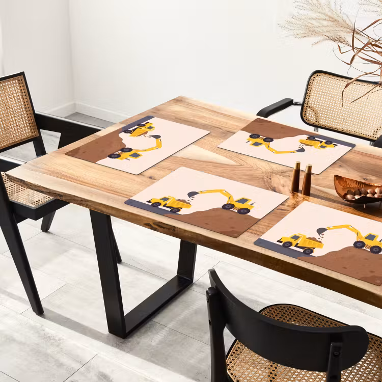 Placemat - 6 stuks - Graafmachine - Bouw - Geel — 5