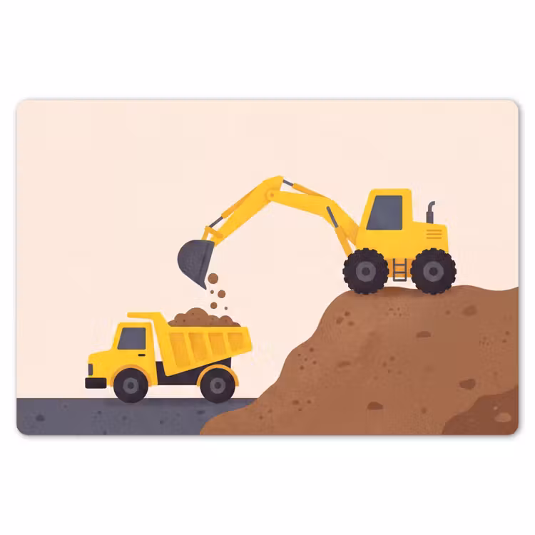 Placemat - 6 stuks - Graafmachine - Bouw - Geel — 7