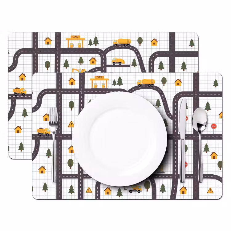 Placemat - 6 stuks - Weg - Voertuig - Illustratie — 2