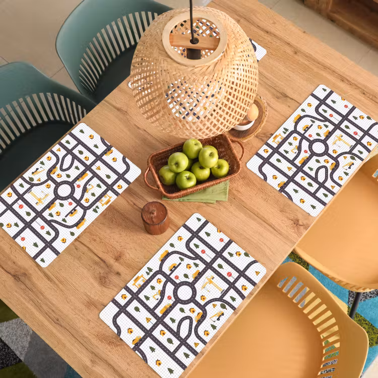 Placemat - 6 stuks - Weg - Voertuig - Illustratie — 6