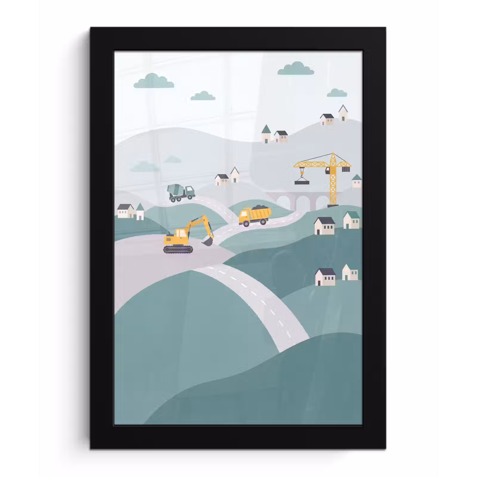 Poster met lijst - Bouw - Landschap - Illustratie — 1