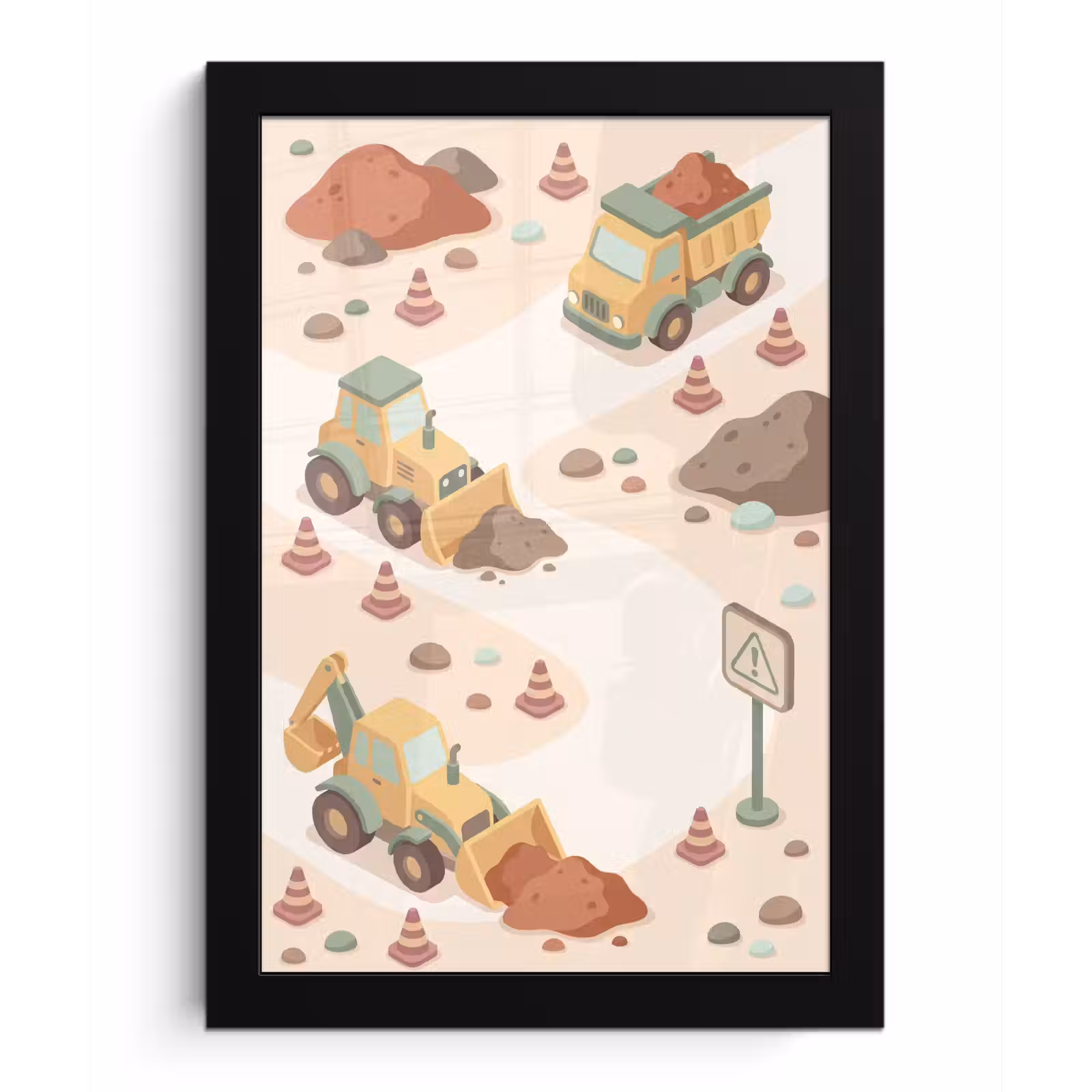 Poster met lijst - Bouwplaats - Voertuig - Illustratie — 1