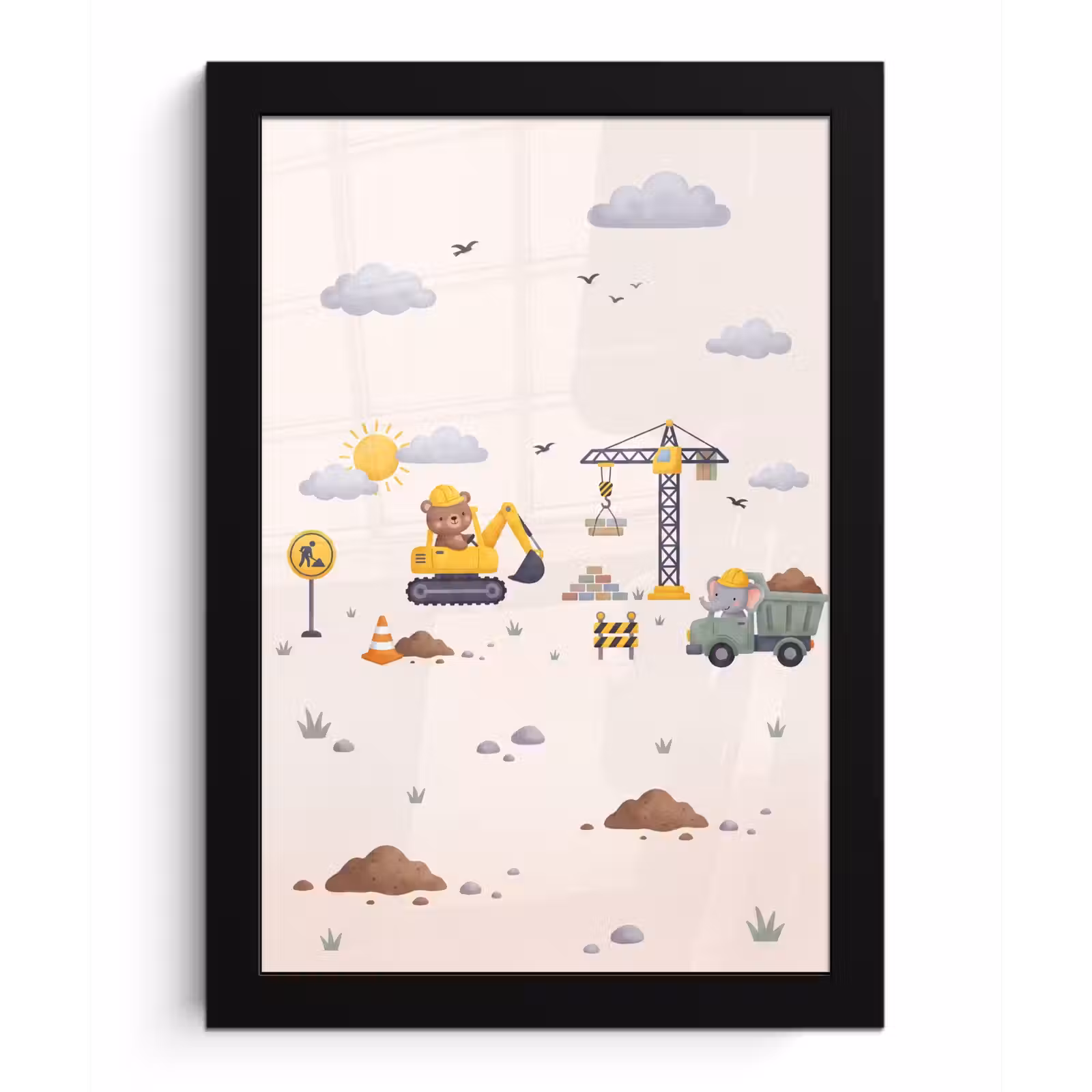 Poster met lijst - Dieren - Bouw - Illustratie — 1