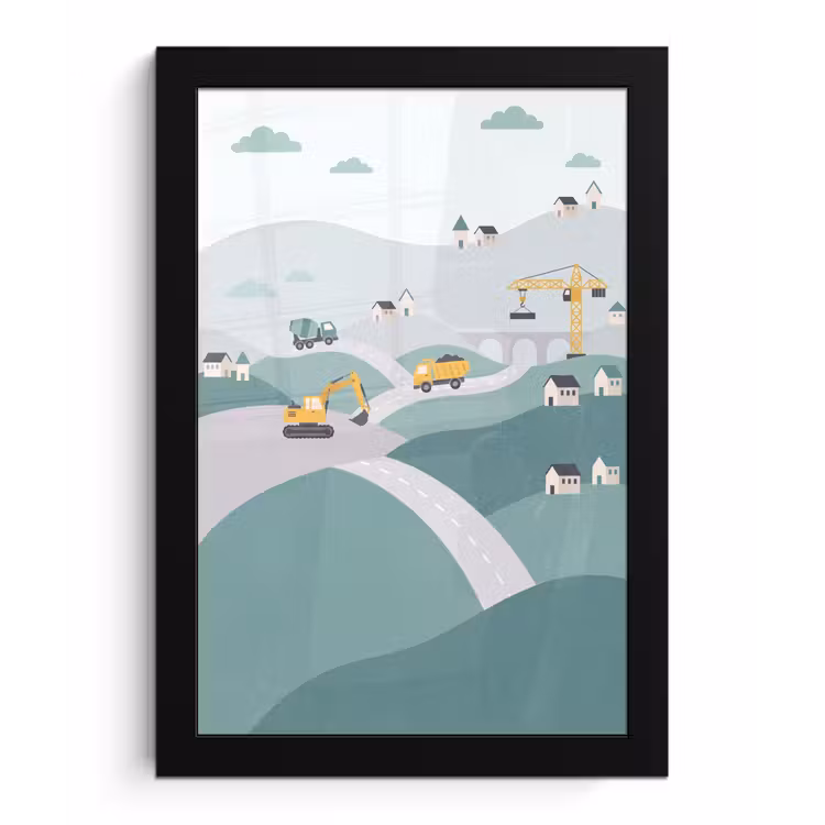 Poster met lijst - Bouw - Landschap - Illustratie — 1