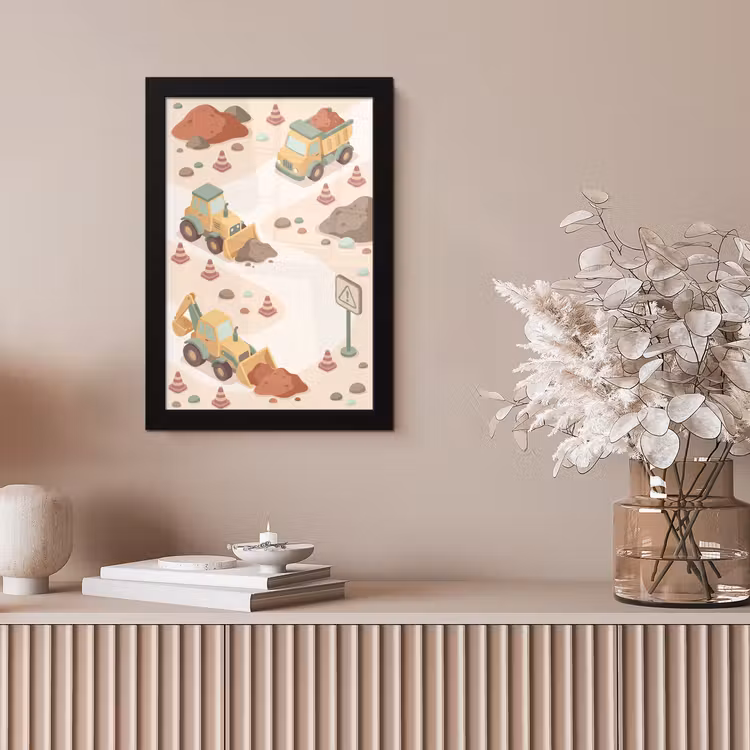 Poster met lijst - Bouwplaats - Voertuig - Illustratie — 5
