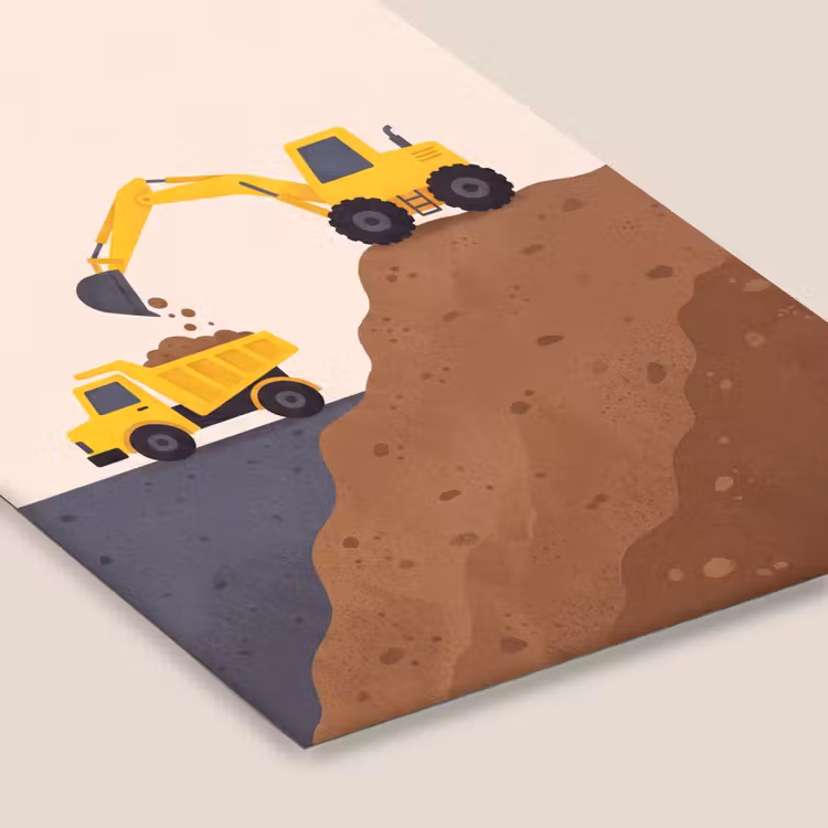 Poster met lijst - Graafmachine - Bouw - Geel — 7