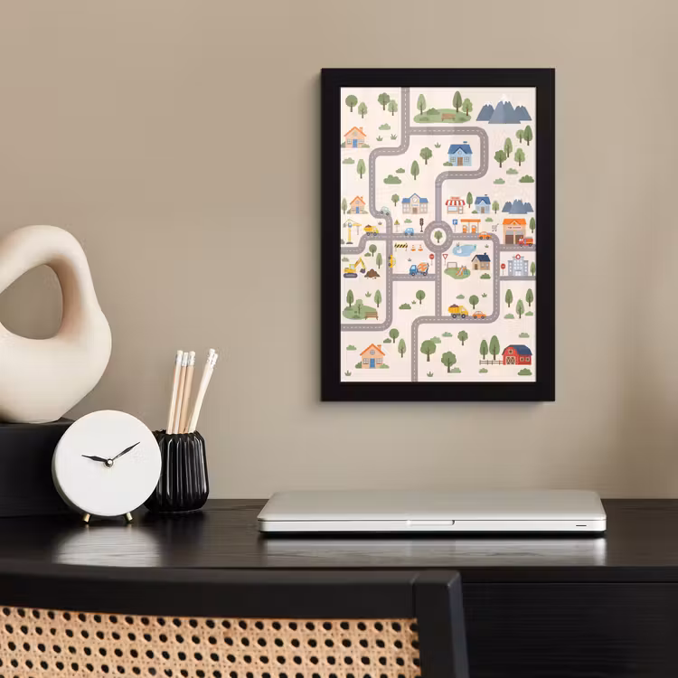 Poster met lijst - Stad - Wegen - Illustratie — 2