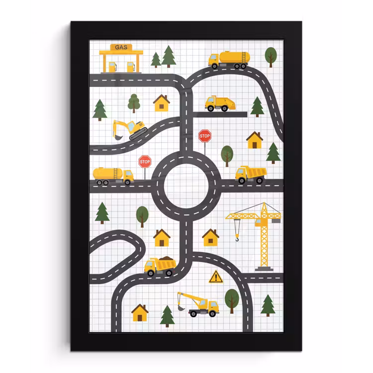 Poster met lijst - Weg - Voertuig - Illustratie — 1