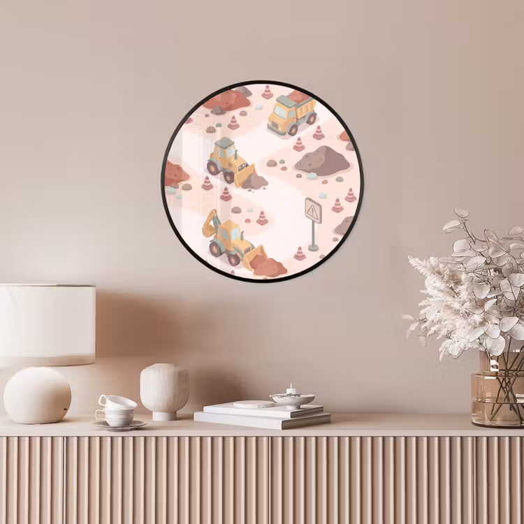 Ronde fotolijst - Bouwplaats - Voertuig - Illustratie — 5