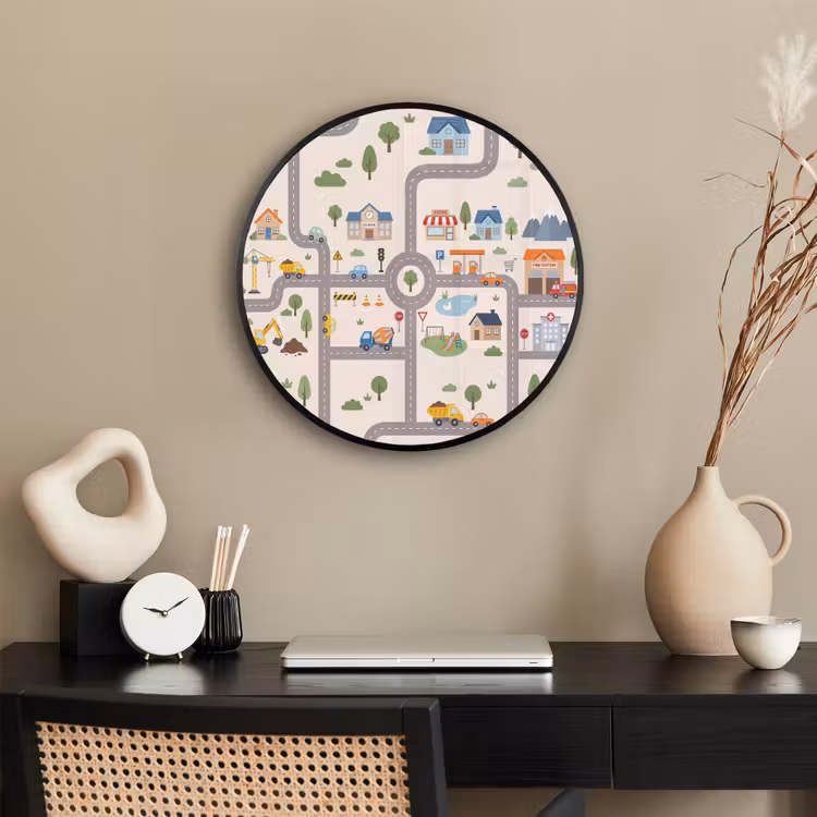 Ronde fotolijst - Stad - Wegen - Illustratie — 3