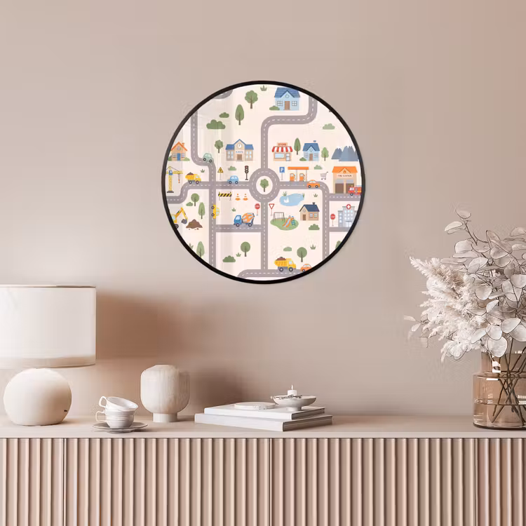 Ronde fotolijst - Stad - Wegen - Illustratie — 5