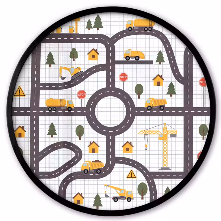 Ronde fotolijst - Weg - Voertuig - Illustratie — 1