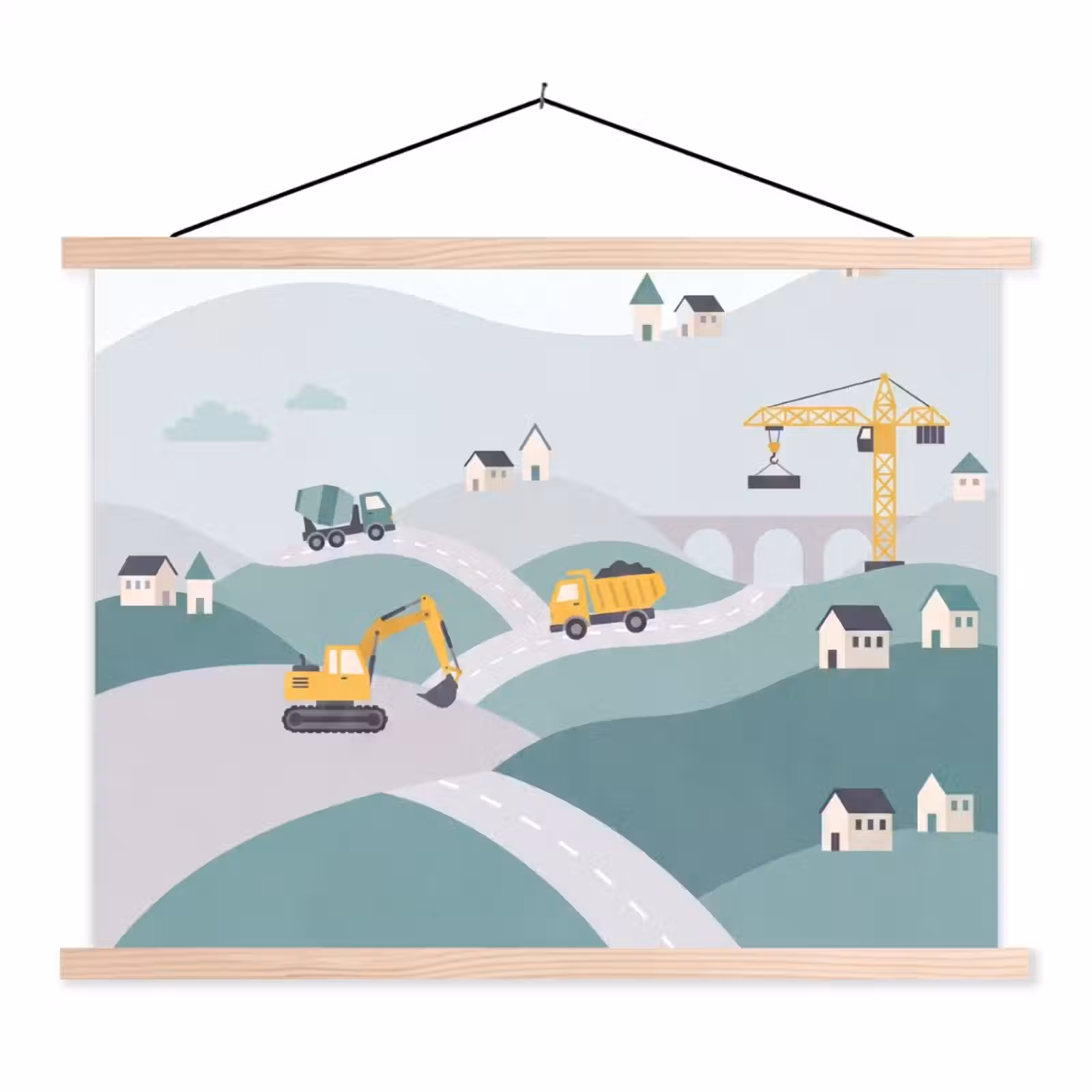 Schoolplaat - Bouw - Landschap - Illustratie — 1