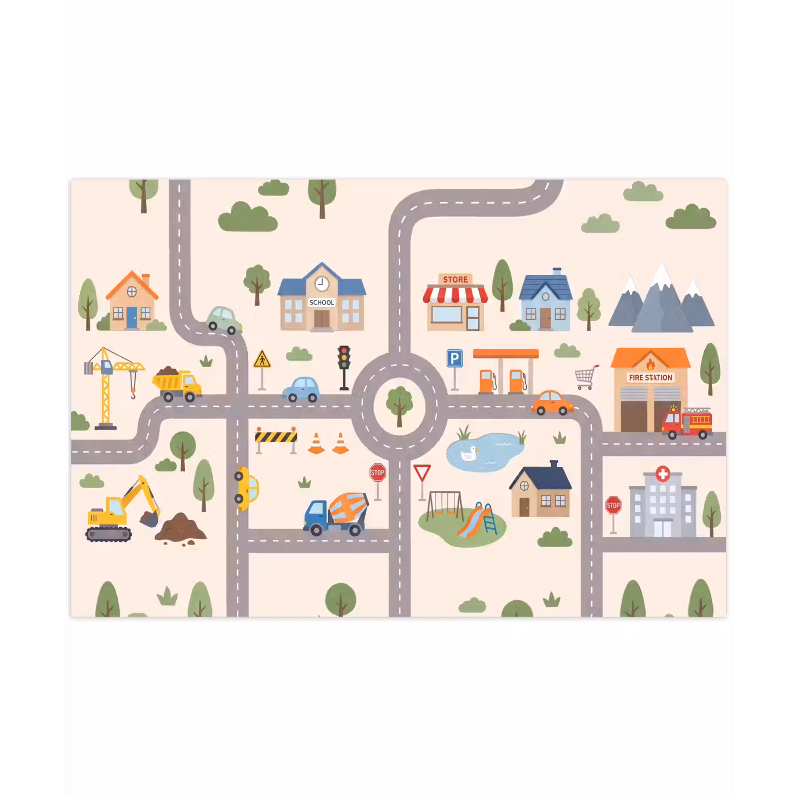 Speelkleed - Stad - Wegen - Illustratie — 1