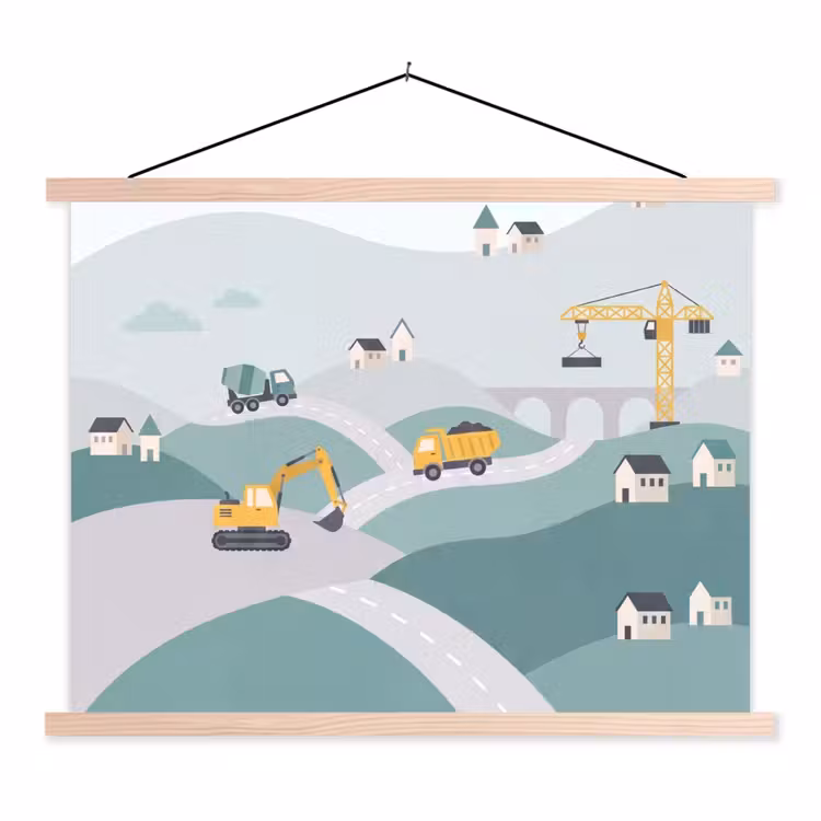 Schoolplaat - Bouw - Landschap - Illustratie — 1