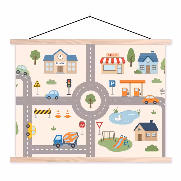 Schoolplaat - Stad - Wegen - Illustratie — 1