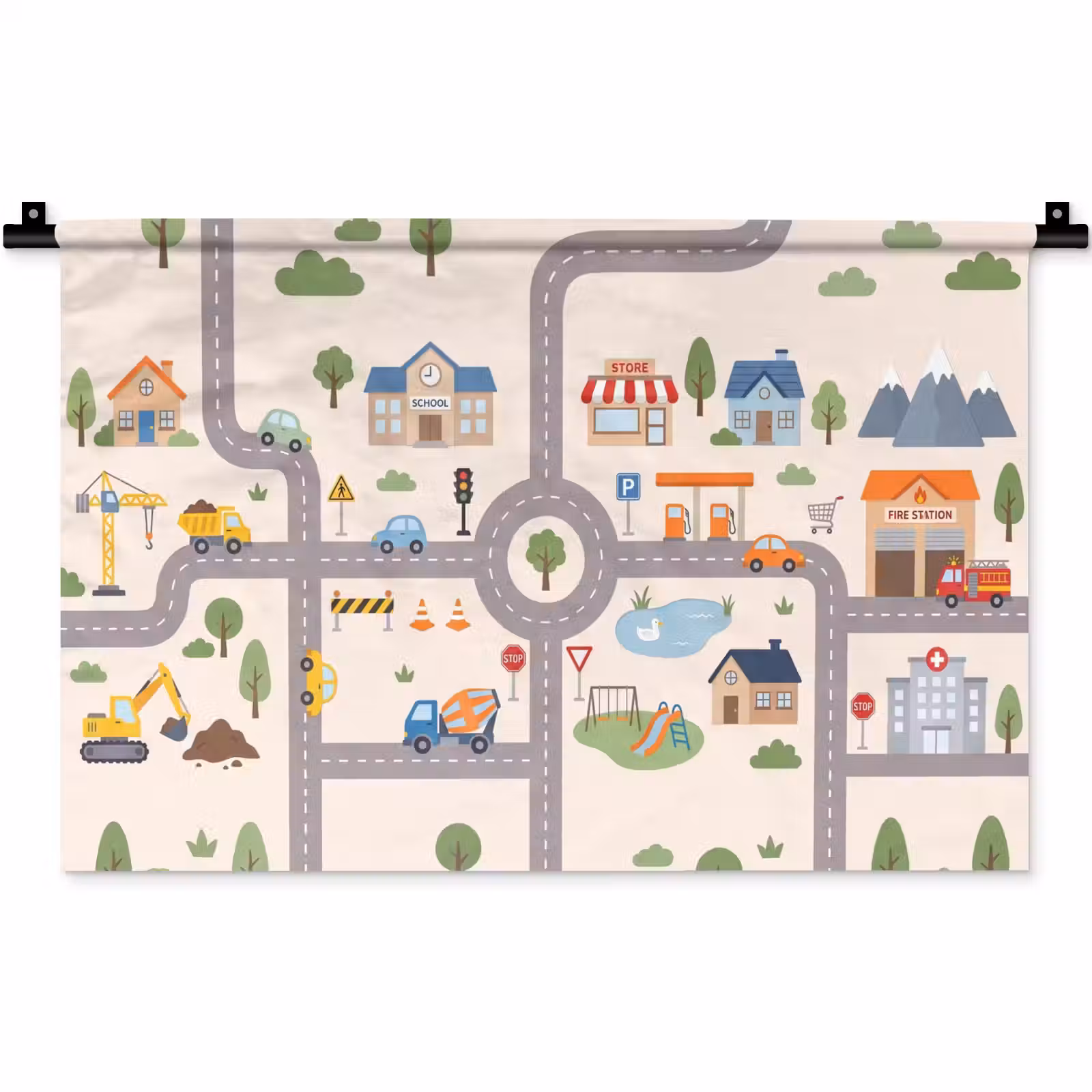 Wandkleed - Stad - Wegen - Illustratie — 1