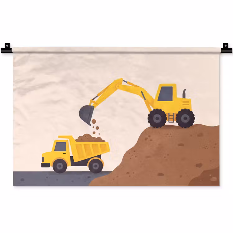 Wandkleed - Graafmachine - Bouw - Geel — 1