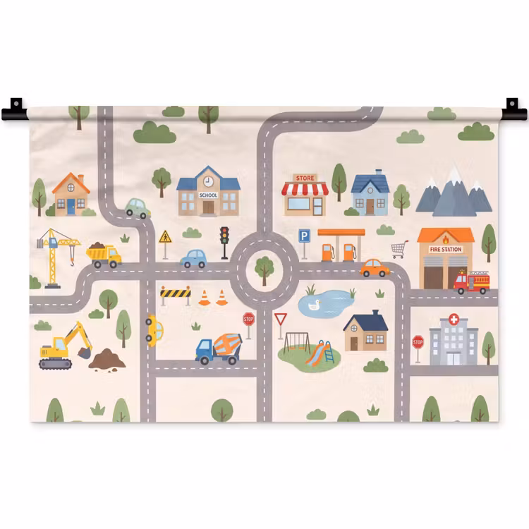Wandkleed - Stad - Wegen - Illustratie — 1