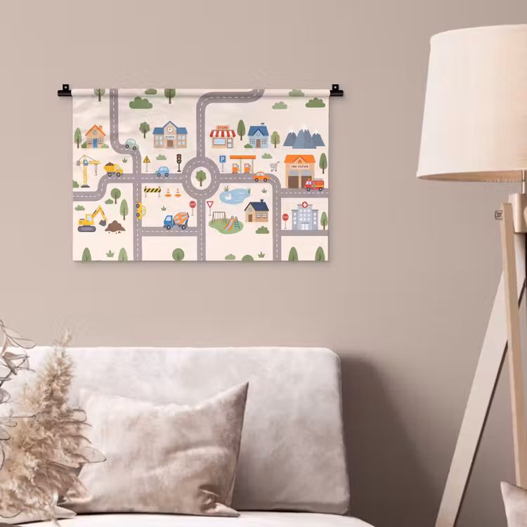 Wandkleed - Stad - Wegen - Illustratie — 2