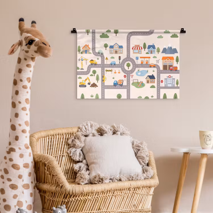 Wandkleed - Stad - Wegen - Illustratie — 5