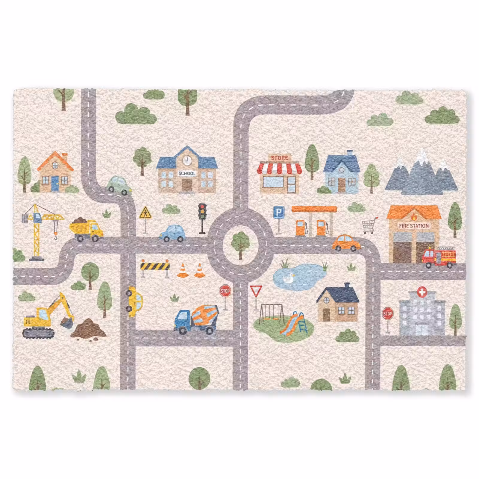 Vloerkleed - Stad - Wegen - Illustratie — 1
