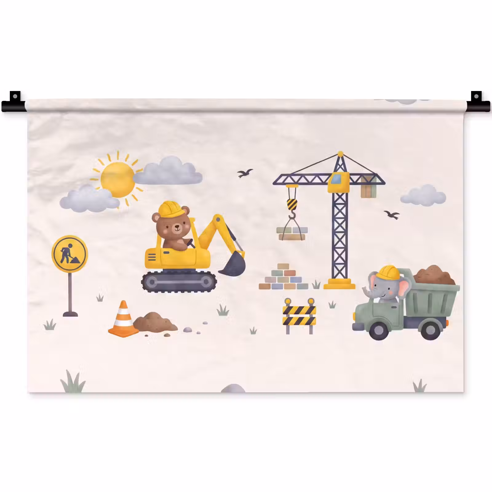 Wandkleed - Dieren - Bouw - Illustratie — 1