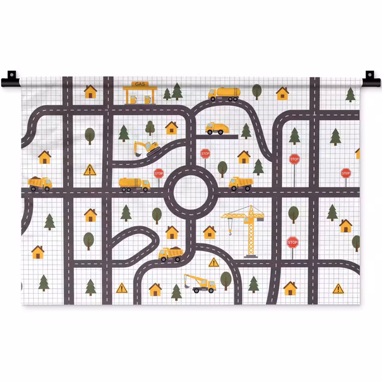 Wandkleed - Weg - Voertuig - Illustratie — 1