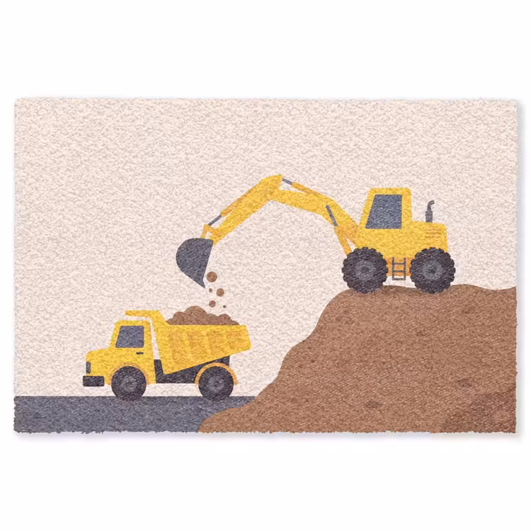 Vloerkleed - Graafmachine - Bouw - Geel — 1