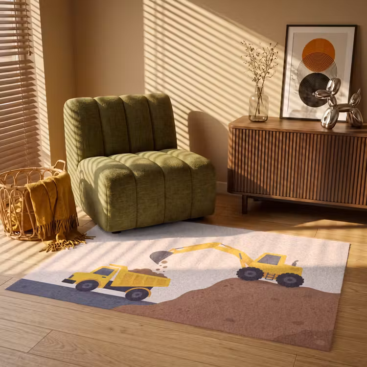 Vloerkleed - Graafmachine - Bouw - Geel — 2