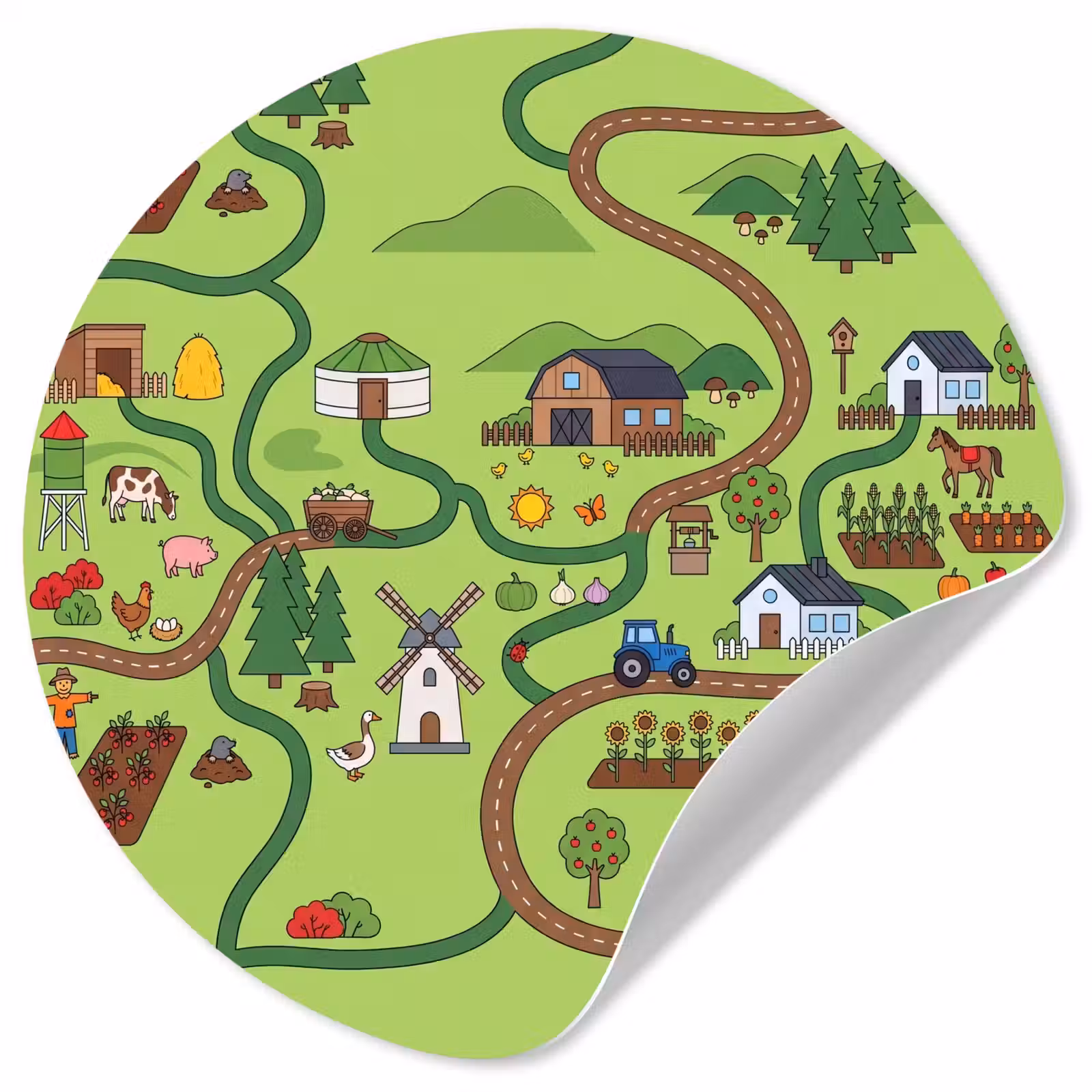 Behangcirkel - Dieren - Platteland - Illustratie — 1