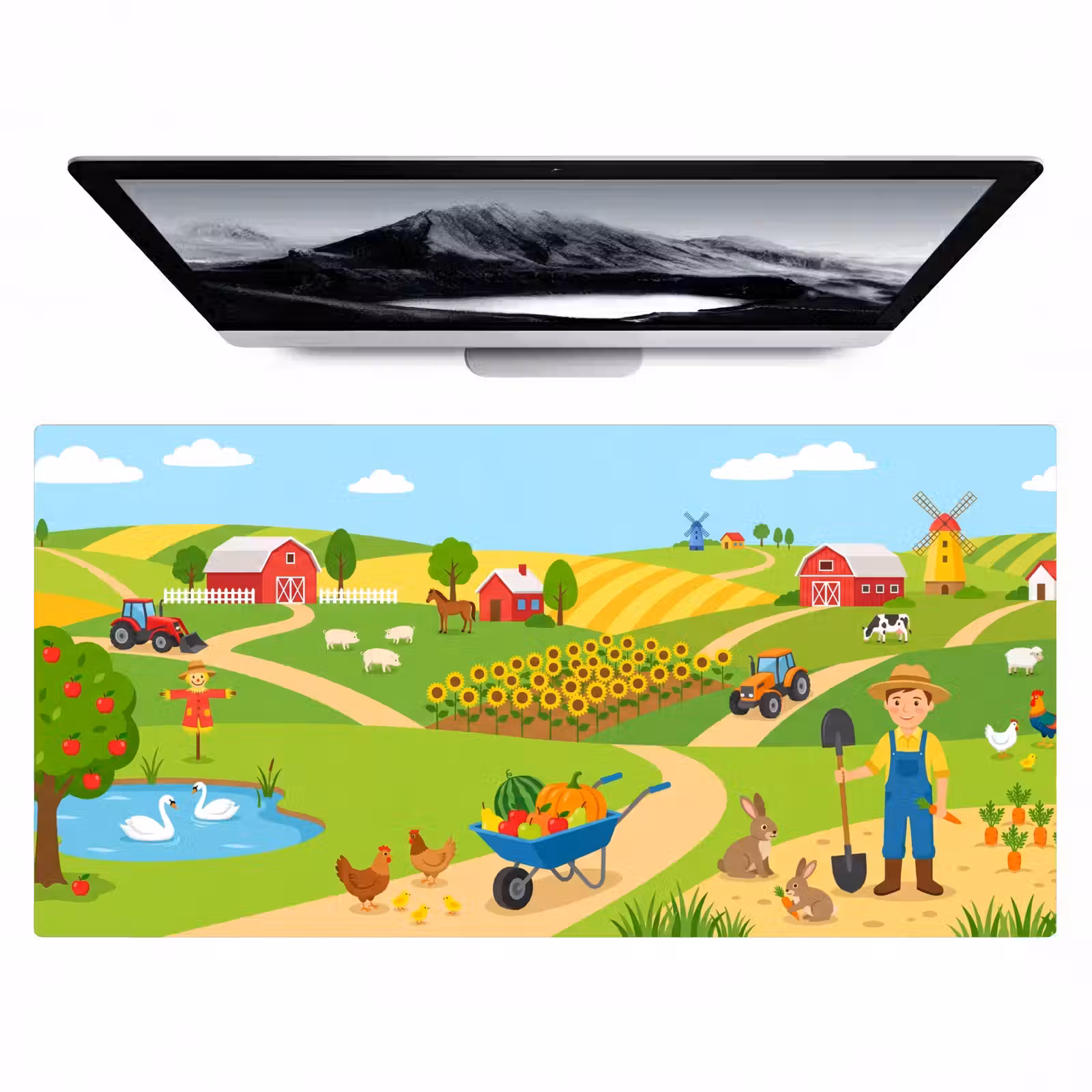 Bureau onderlegger - Boerderij - Landschap - Cartoon — 1
