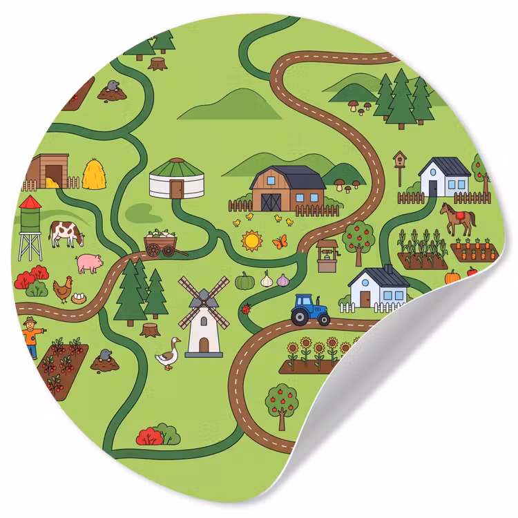 Behangcirkel - Dieren - Platteland - Illustratie — 1