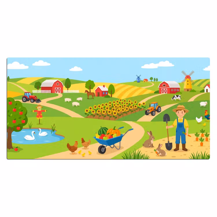 Bureau onderlegger - Boerderij - Landschap - Cartoon — 2