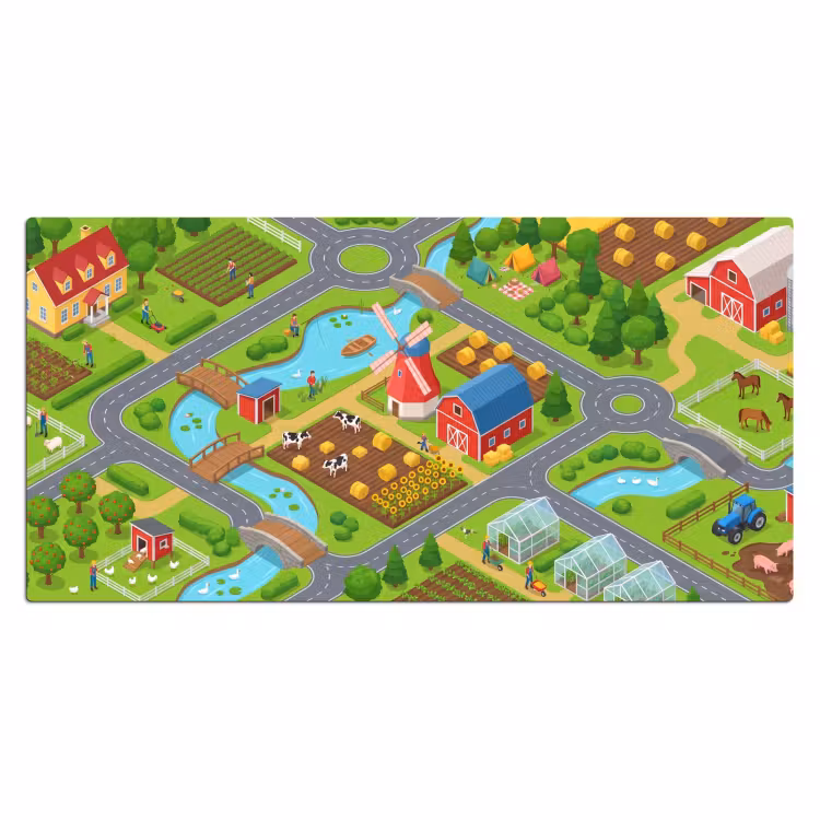 Bureau onderlegger - Boerderij - Landschap - Isometrisch — 2
