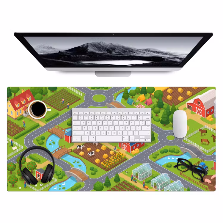 Bureau onderlegger - Boerderij - Landschap - Isometrisch — 4
