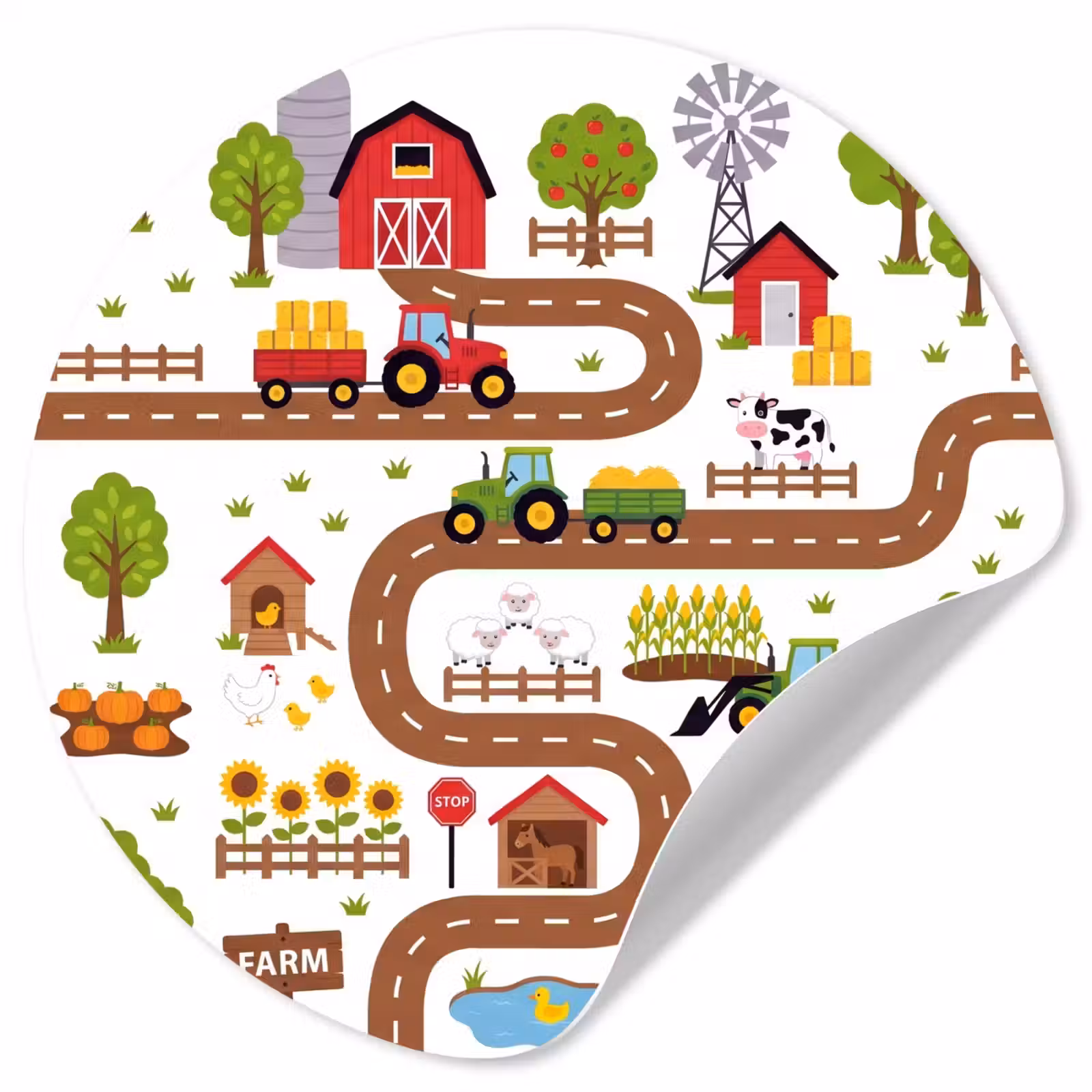 Behangcirkel - Boerderij - Dieren - Illustratie — 1