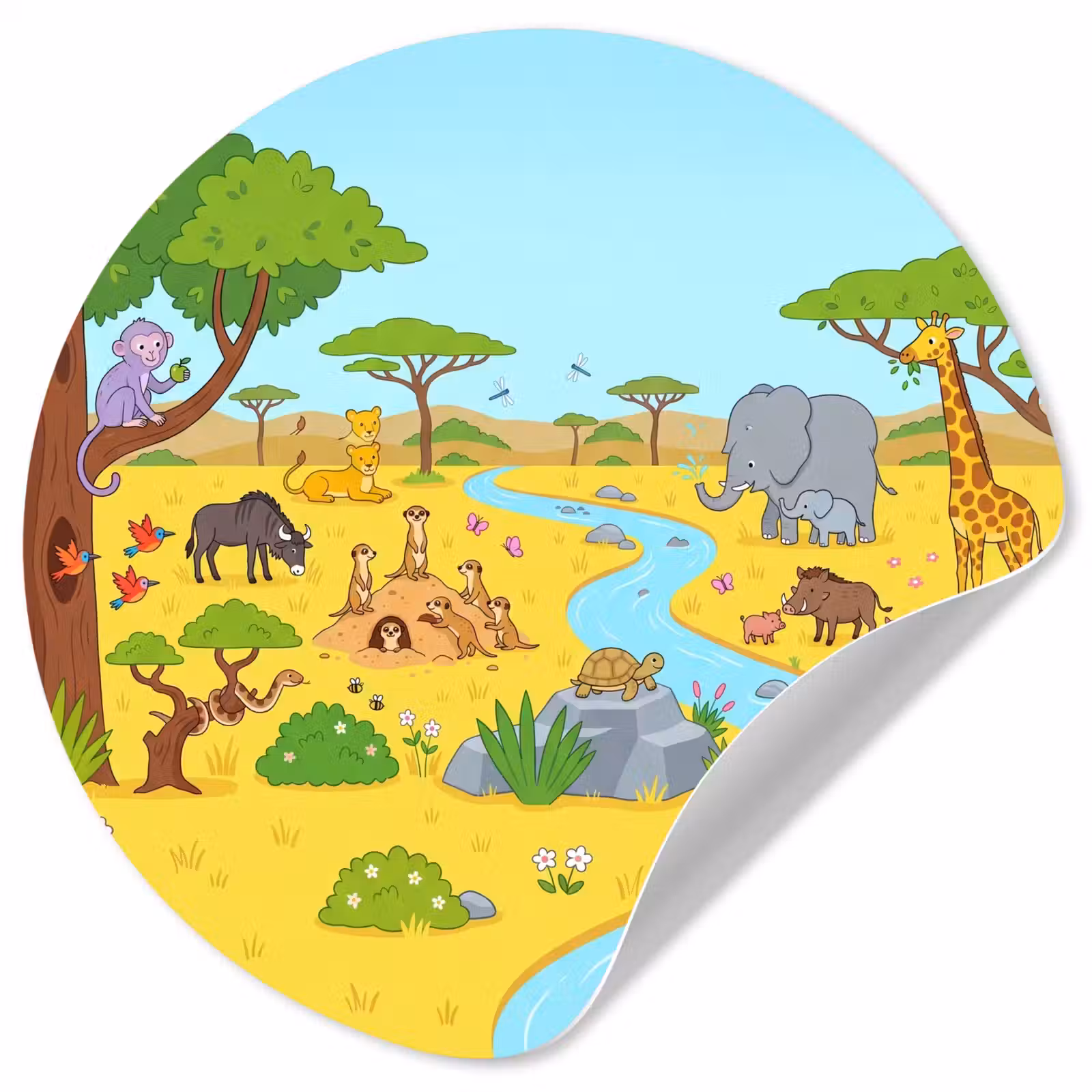 Behangcirkel - Dieren - Savanne - Cartoon — 1