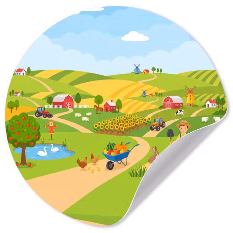 Behangcirkel - Boerderij - Landschap - Cartoon — 1