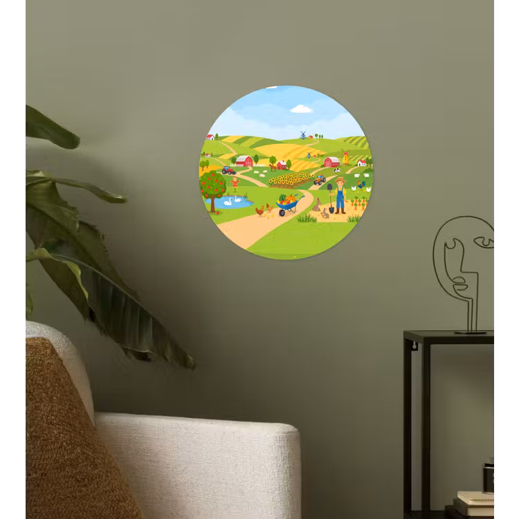 Behangcirkel - Boerderij - Landschap - Cartoon — 3