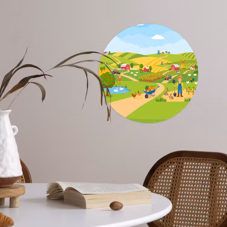 Behangcirkel - Boerderij - Landschap - Cartoon — 4