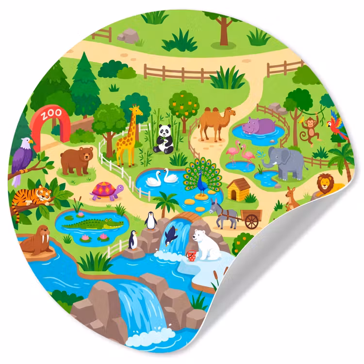 Behangcirkel - Dieren - Dierentuin - Cartoon — 1