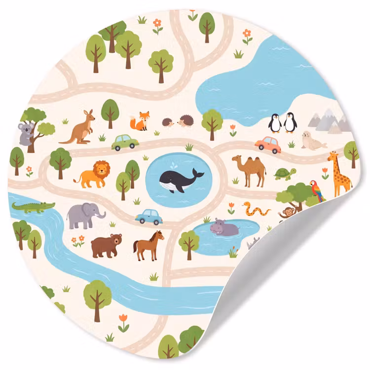 Behangcirkel - Dieren - Wereld - Illustratie — 1