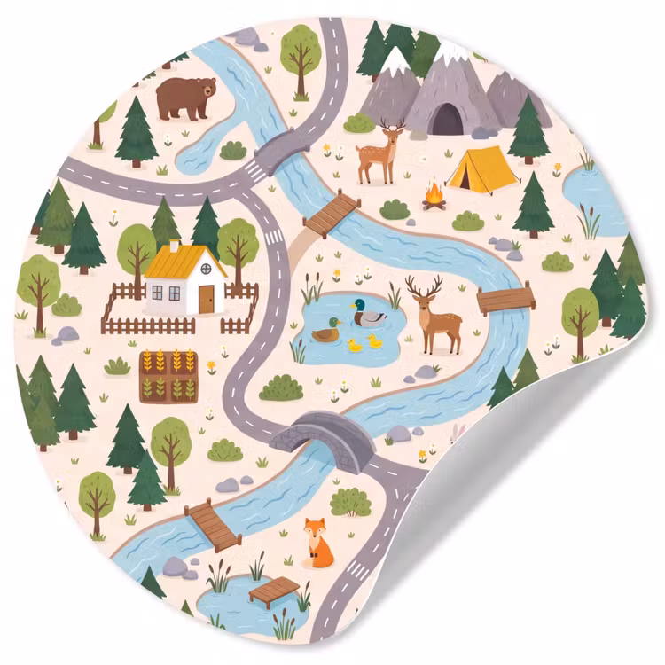 Behangcirkel - Landschap - Rivier - Cartoon — 1