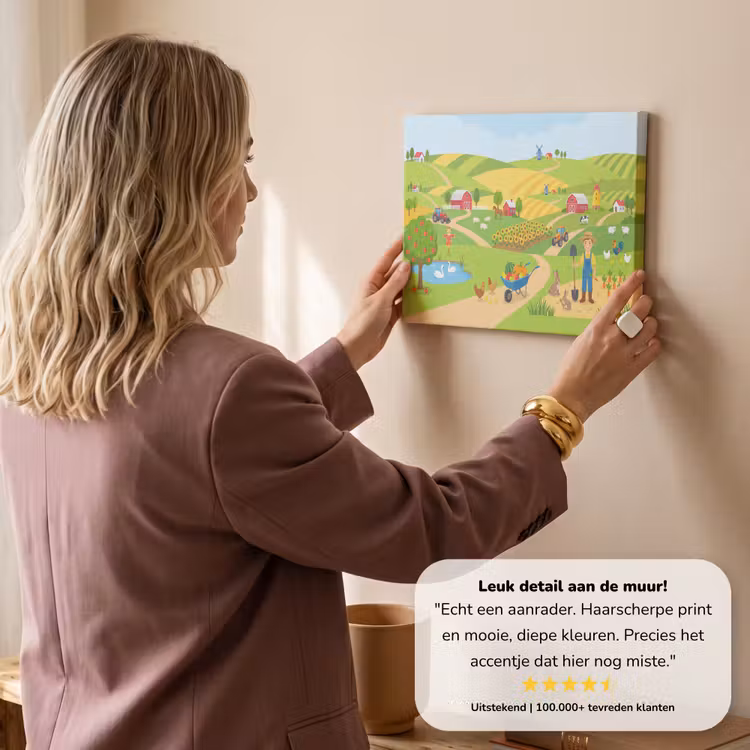 Canvas schilderij - Boerderij - Landschap - Cartoon — 3
