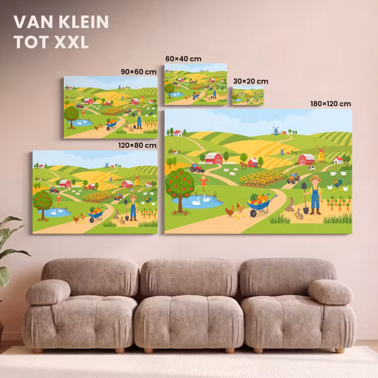 Canvas schilderij - Boerderij - Landschap - Cartoon — 8
