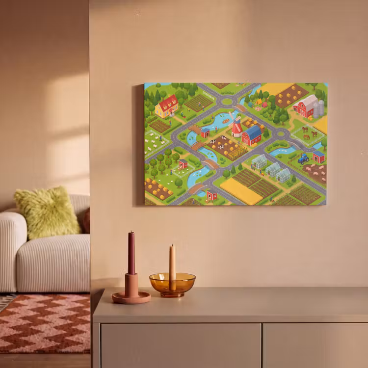 Canvas schilderij - Boerderij - Landschap - Isometrisch — 2