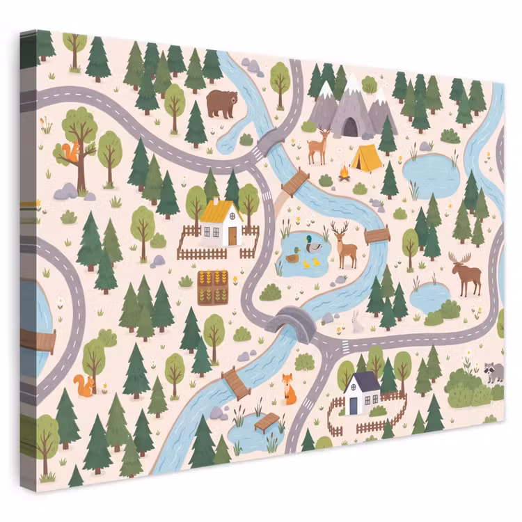 Canvas schilderij - Landschap - Rivier - Cartoon — 1
