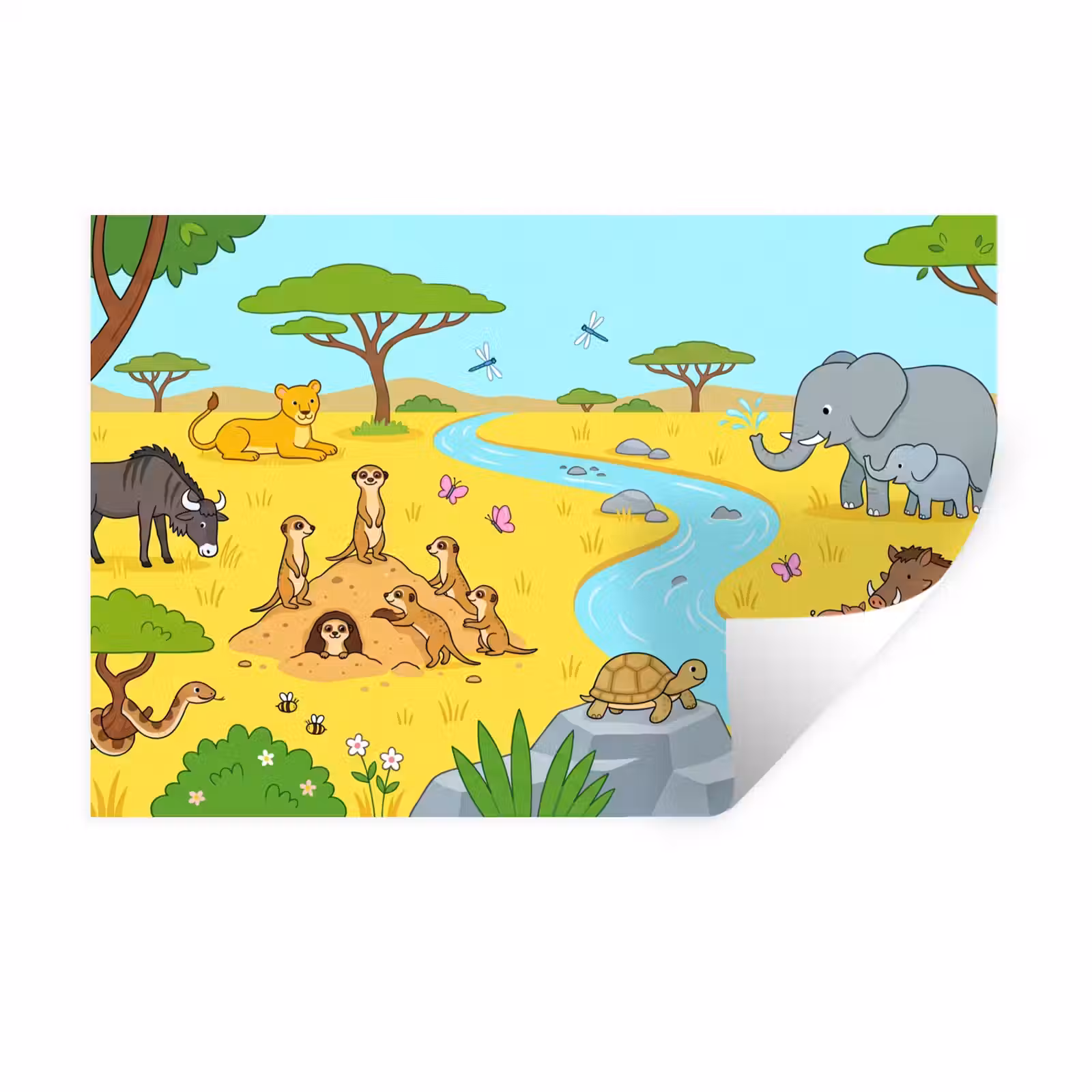 Muursticker - Dieren - Savanne - Cartoon — 1